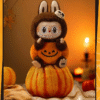 c7edb7b123fe272535278f3f1327e8a LABUBU Halloween Happy Party Series - Sitting Pumpkin Vinyl Plush Pendant