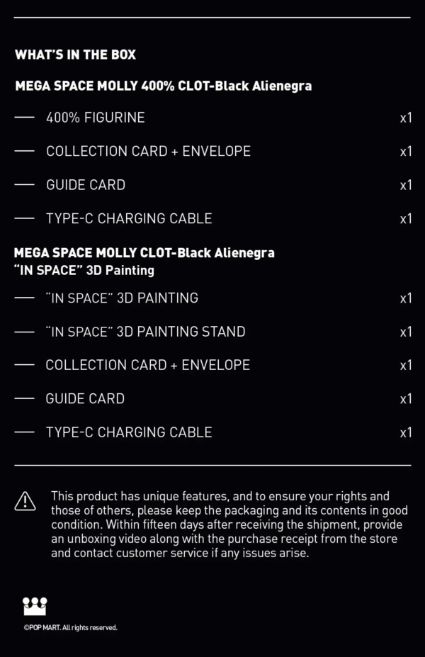 MEGA SPACE MOLLY 400% CLOT-Black Alienegra & ''IN SPACE'' 3D Painting